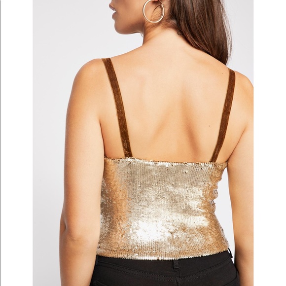 New Free People River of Stars Gold Sequin Tank - Picture 3 of 7